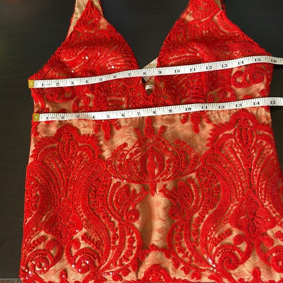 Free People Night Shimmer Red Sequin Lace Sheer Tank Mini Dress Size 6 NWT - Picture 10 of 15
